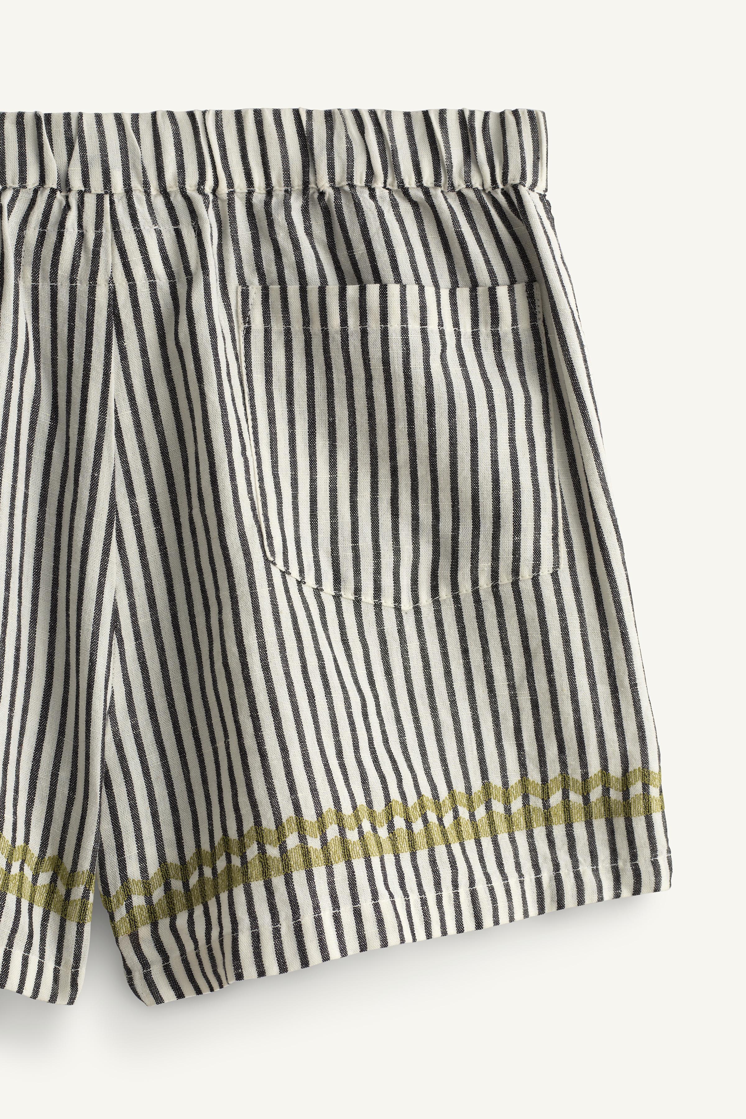 SHORT À RAYURES BRODERIES CONTRASTANTES LIMITED EDITION